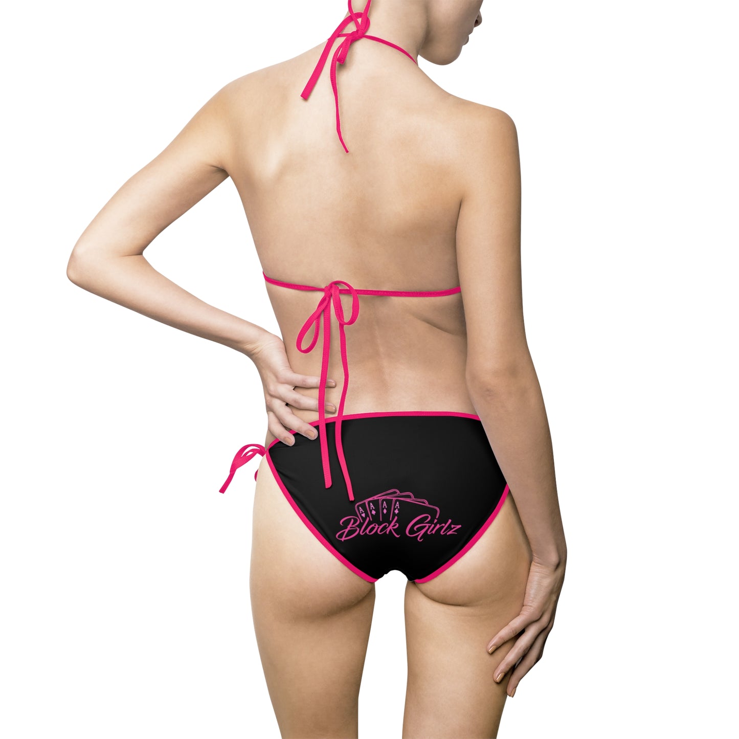 Black Tie-Side Bikini with Subtle Script Accent — Women's Swimwear