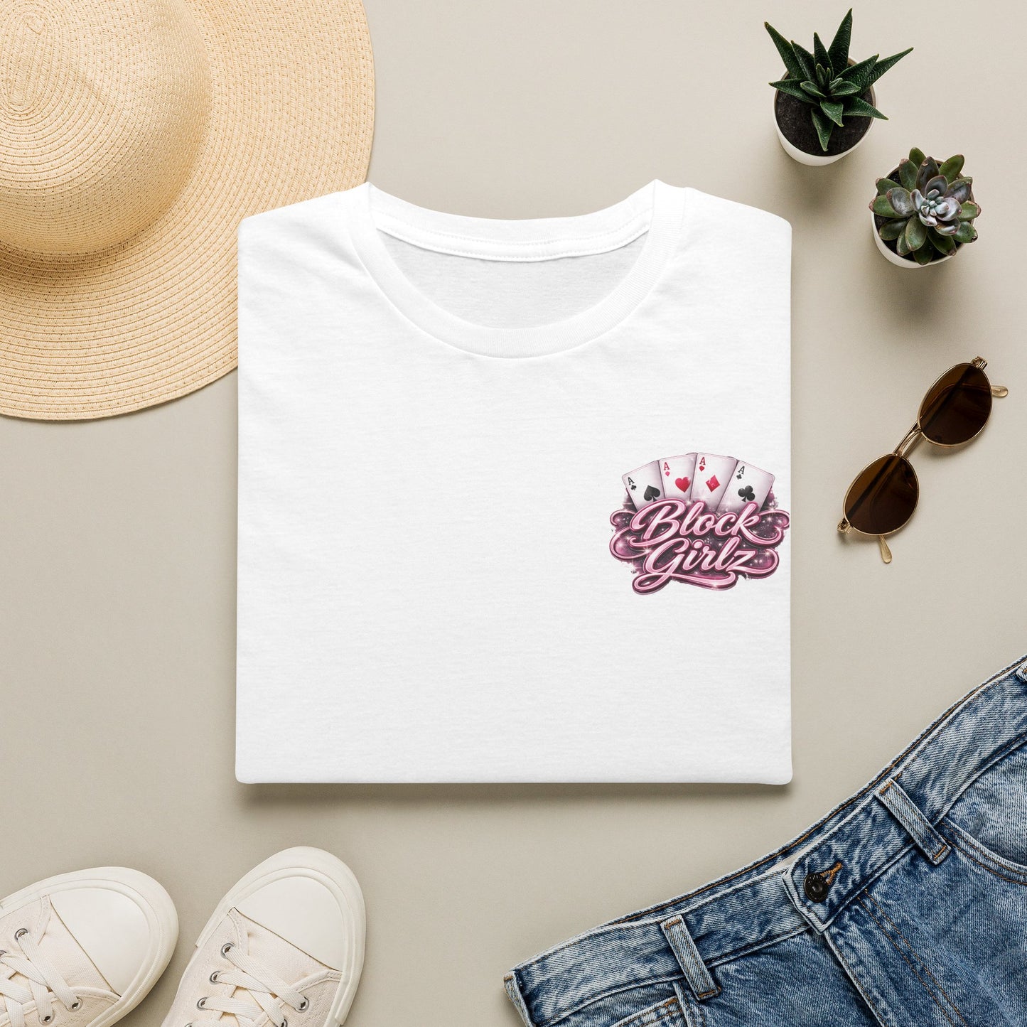 Block Girlz T‑Shirt – Poker Aces Graphic Tee for Card Players & Casino Fans