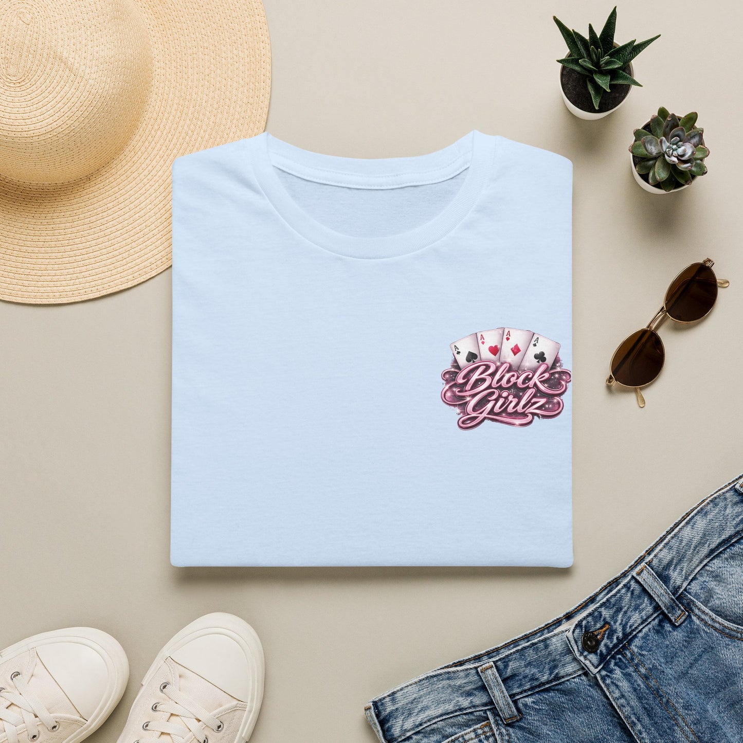 Block Girlz T‑Shirt – Poker Aces Graphic Tee for Card Players & Casino Fans