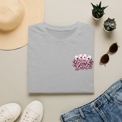 Block Girlz T‑Shirt – Poker Aces Graphic Tee for Card Players & Casino Fans